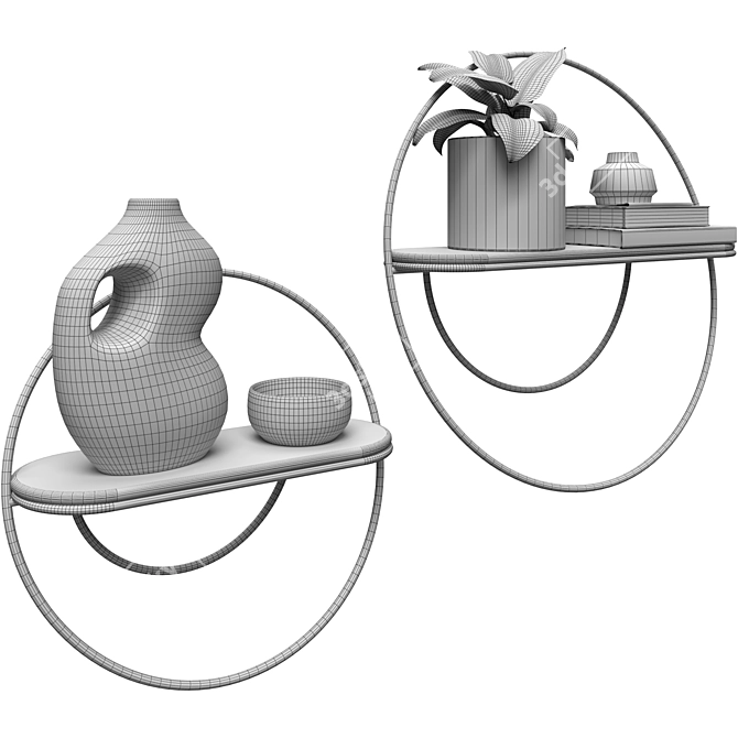 Kruno Semi-Circle Shelves Set 3D model image 4