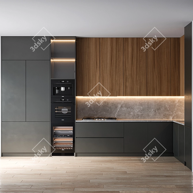  Modern Kitchen Setup with Miele & Brizo 3D model image 2
