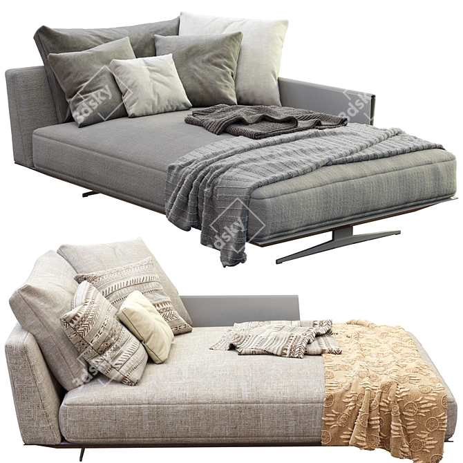 Modern Flexform Chaise Lounge 3D Model 3D model image 2