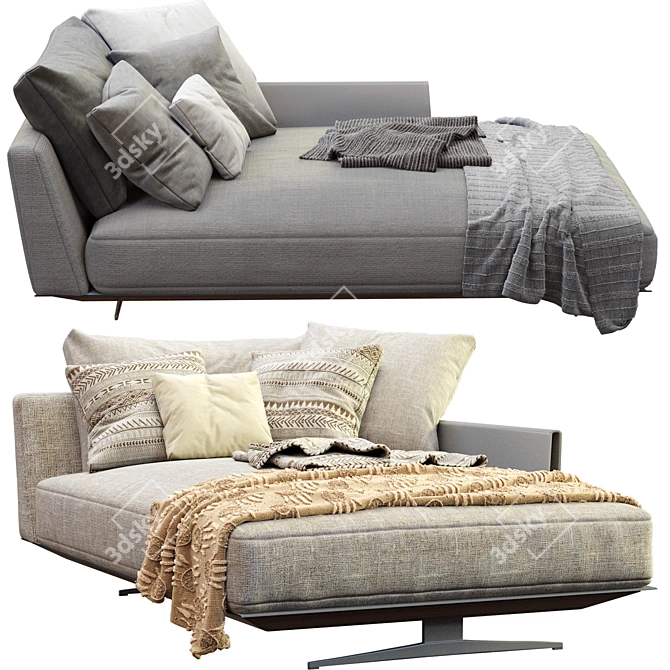 Modern Flexform Chaise Lounge 3D Model 3D model image 4