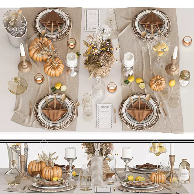 Glamour Tableware Set Essentials 3D model image 1