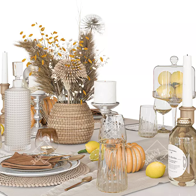 Glamour Tableware Set Essentials 3D model image 3