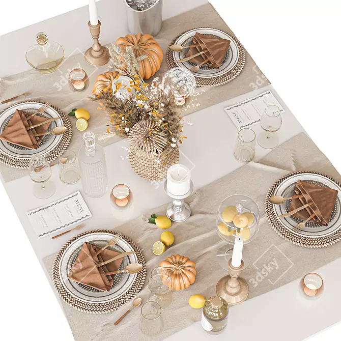 Glamour Tableware Set Essentials 3D model image 4