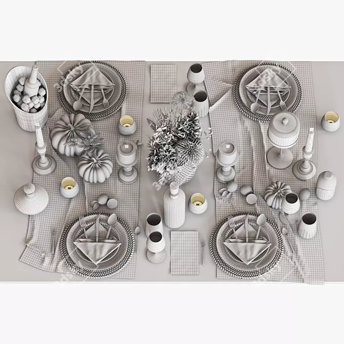 Glamour Tableware Set Essentials 3D model image 5