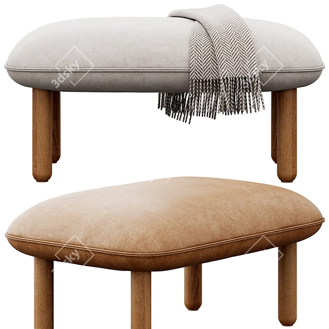 Sleek Brick QT Ottoman Glam 3D model image 1