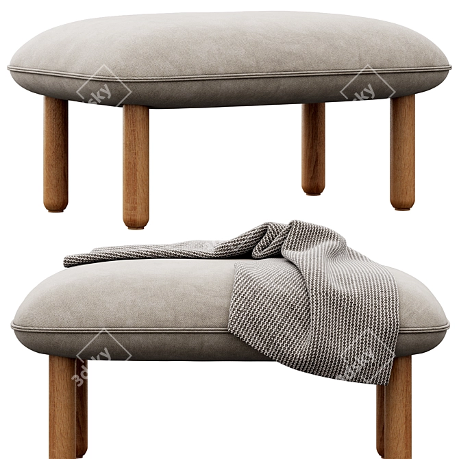 Sleek Brick QT Ottoman Glam 3D model image 2