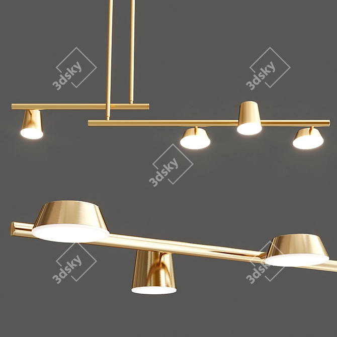 Elegant Golden Modern Acrylic Chandelier 3D model image 2