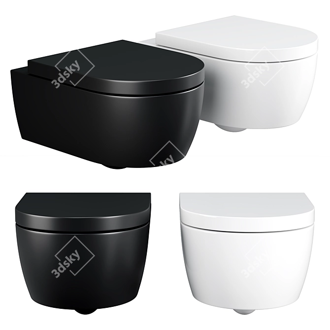 Modern Wall-Mounted Toilet Set 3D model image 1