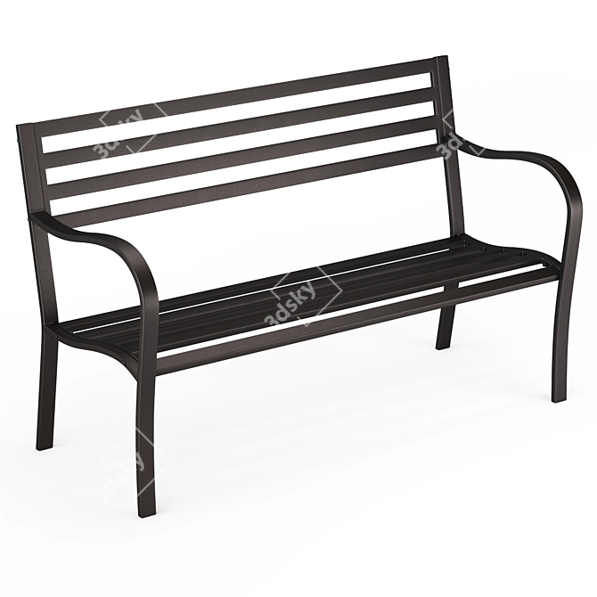 Anthracite Steel Garden Bench 3D model image 1