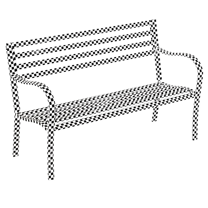 Anthracite Steel Garden Bench 3D model image 4