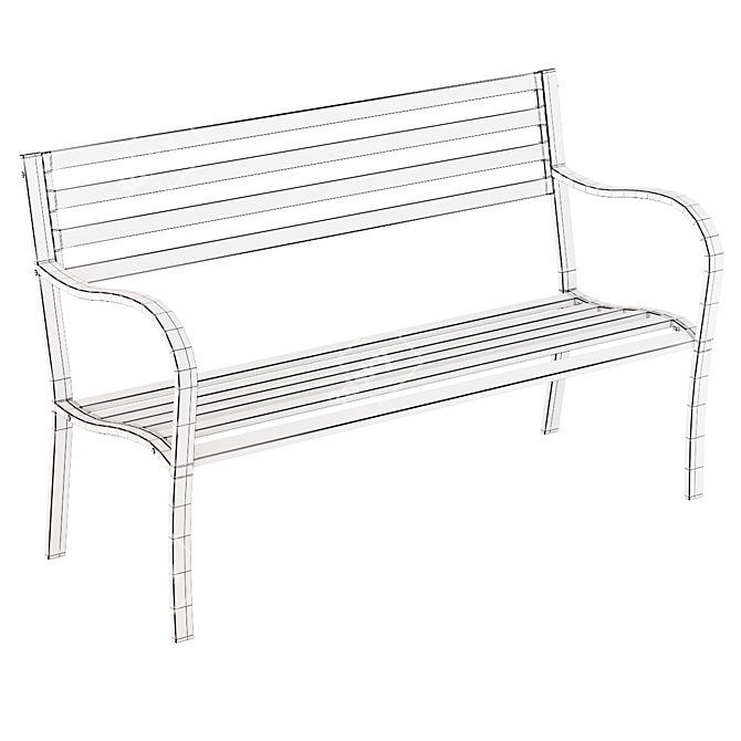 Anthracite Steel Garden Bench 3D model image 5