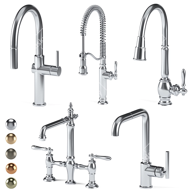 Tournant Semi-Pro Kitchen Faucet 3D model image 1