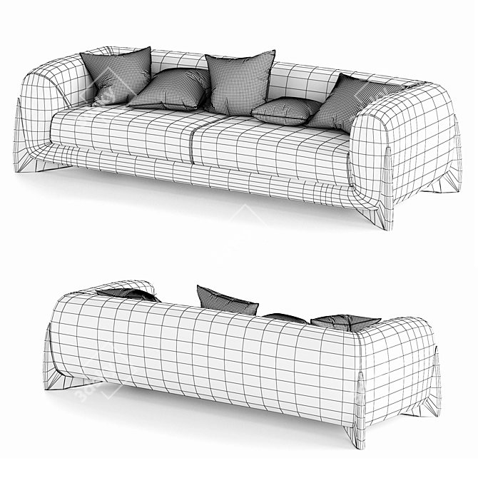 Elegant 3-Seater Softbay Sofa 3D model image 3