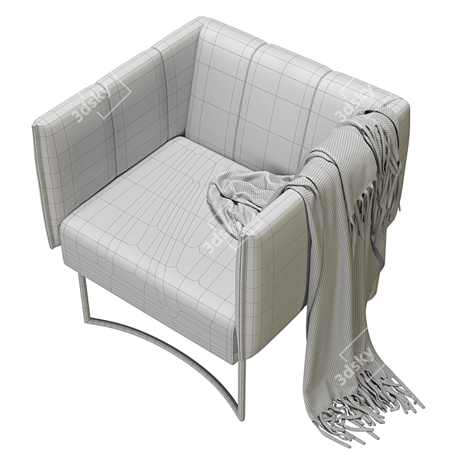 Elegant Curvaceous Quadra Armchair 3D model image 6