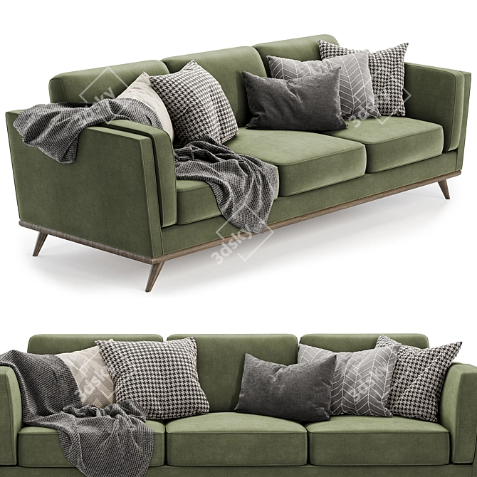 Sleek Timber Olio Sofa 3D model image 3
