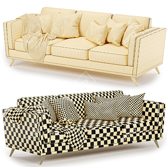 Sleek Timber Olio Sofa 3D model image 4
