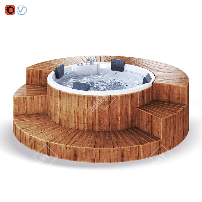 Luxury Round Jacuzzi Tub System 3D model image 1