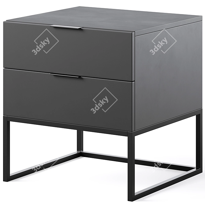 Modern Bedside Table Kobe Oak 3D model image 1