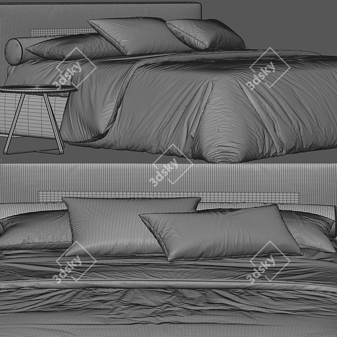 Modern Camille Bed 3D Model 3D model image 4