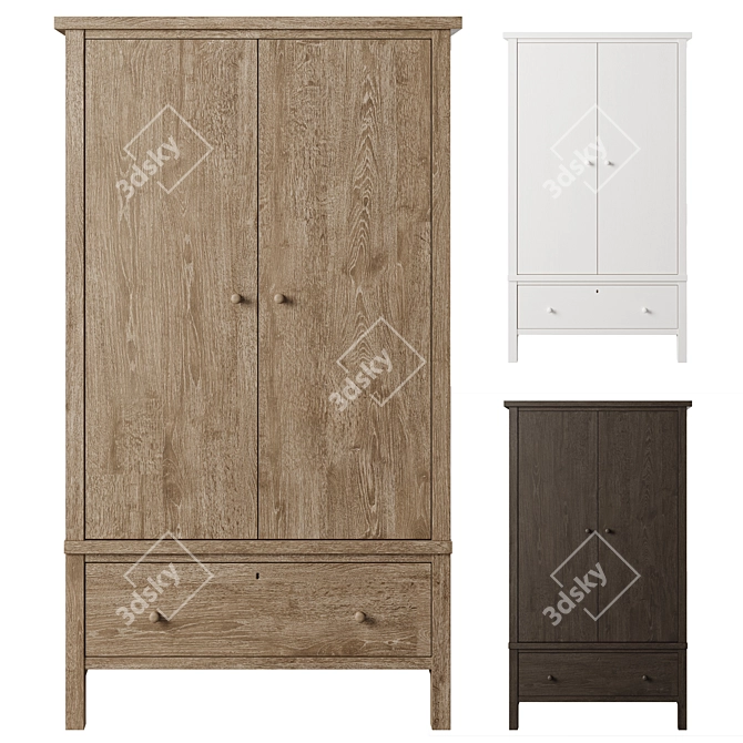  Rustic Farmhouse Armoire Cabinet 3D model image 1
