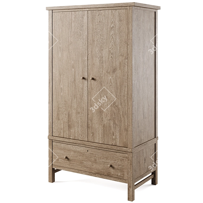 Rustic Farmhouse Armoire Cabinet 3D model image 2