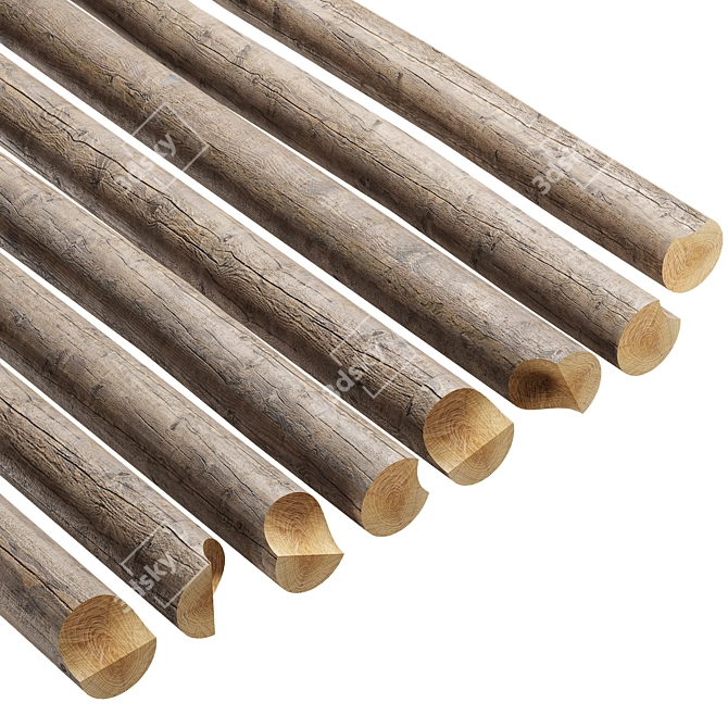 Cylindrical Birch Timber Beam 3D model image 1