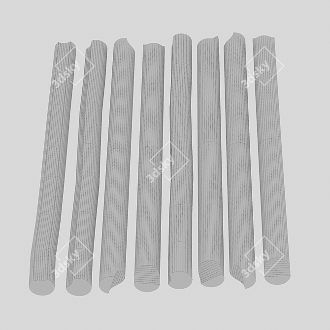 Cylindrical Birch Timber Beam 3D model image 3