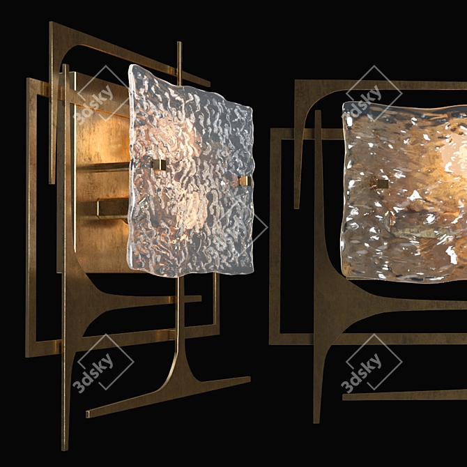 Elegant Geometric Glass Wall Lamp 3D model image 3