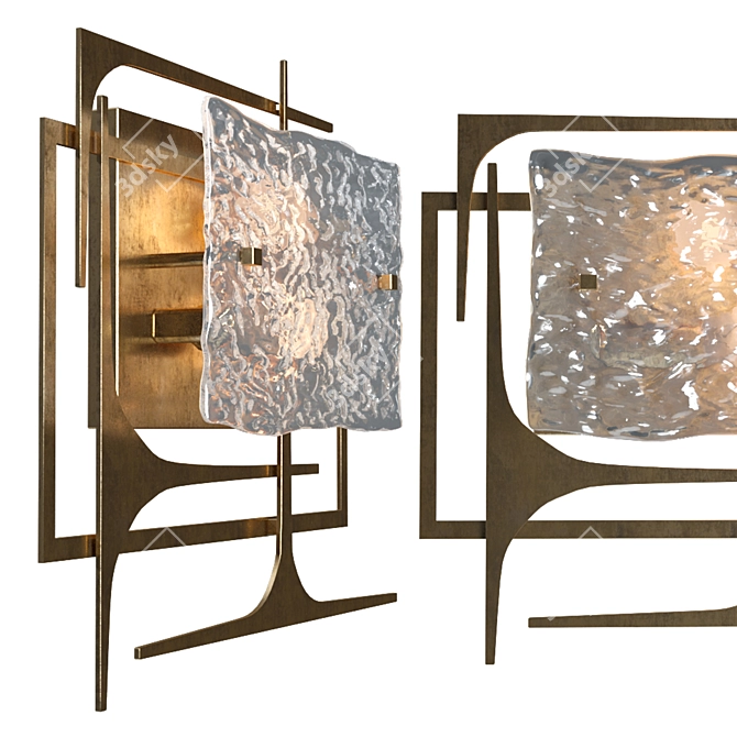 Elegant Geometric Glass Wall Lamp 3D model image 6
