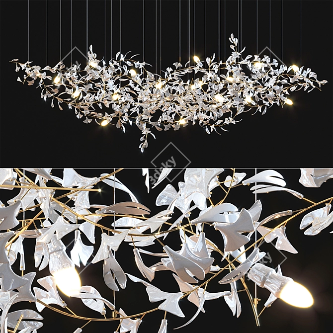 Elegant Gingko Chandelier Collection 3D model image 2