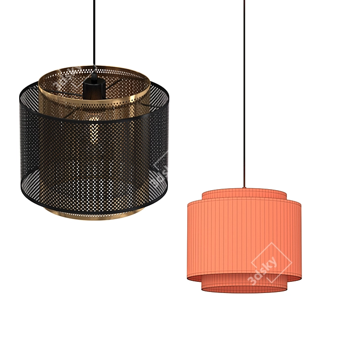 Modern Adjustable Three-Light Pendant 3D model image 3