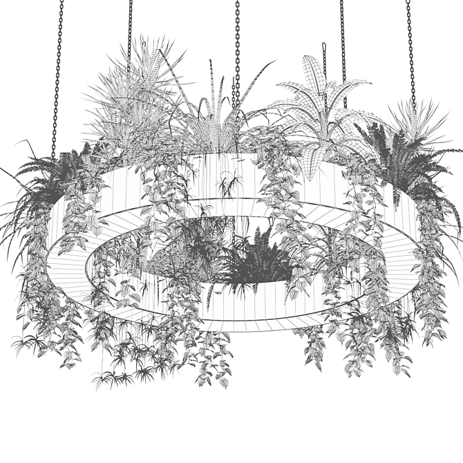 Ring Planter Lamp with Plants 3D model image 2