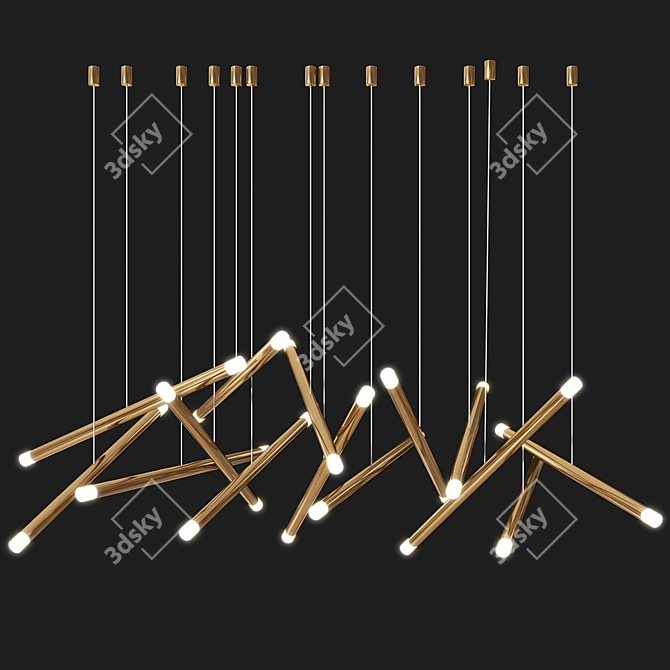 Sleek Glass Metal LED Chandelier 3D model image 1
