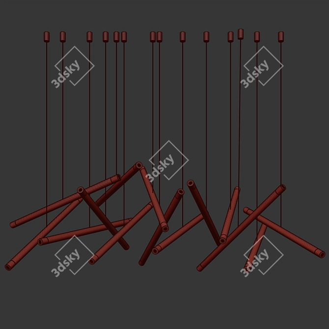 Sleek Glass Metal LED Chandelier 3D model image 3