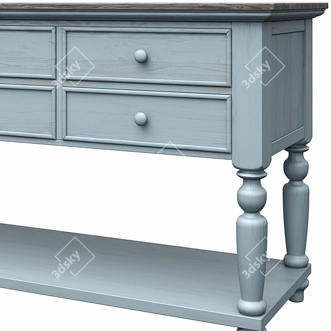 Rustic Blue Farmhouse Console 3D model image 3