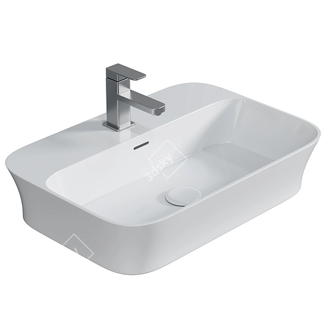 Modern White Washbowl Set 3D model image 1