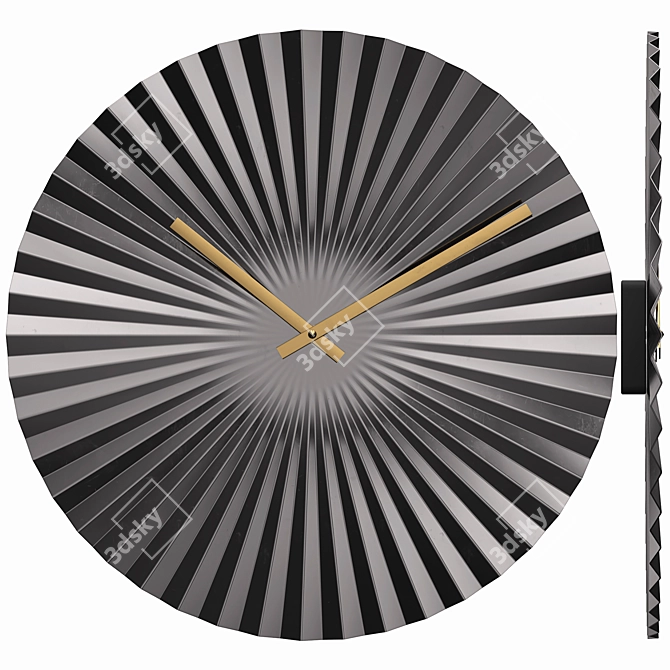 Gunmetal Statement Fan Wall Clock 3D model image 2