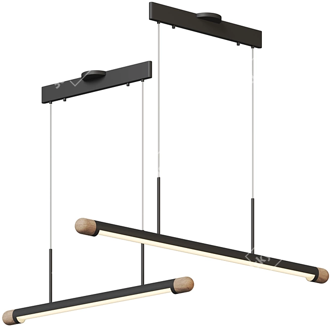 Minimalist Linear Suspension Light Fixture 3D model image 1