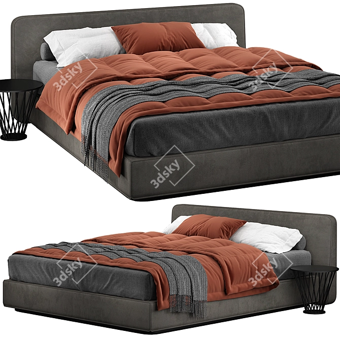 Sleek Minotti Roger Bed 3D model image 1