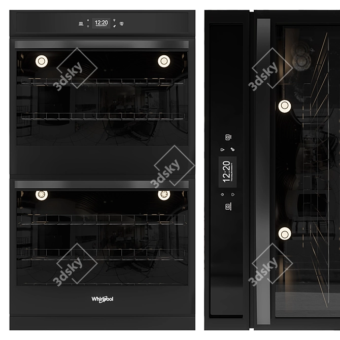 Whirlpool Black Stainless Kitchen Set 3D model image 4