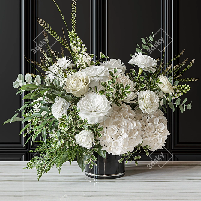 Elegant Floral Decor Set 3D model image 3