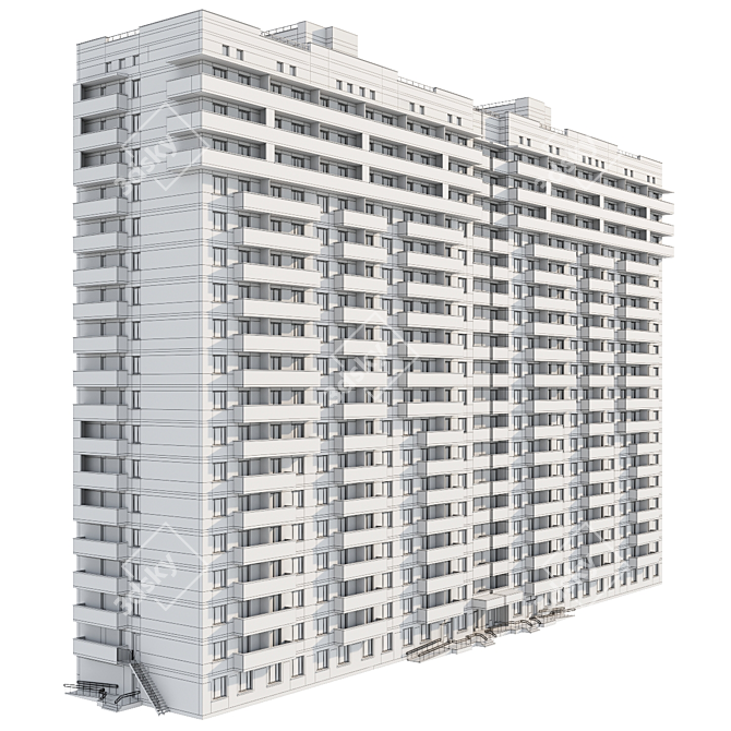 Modern Apartment Tower Reach 3D model image 3