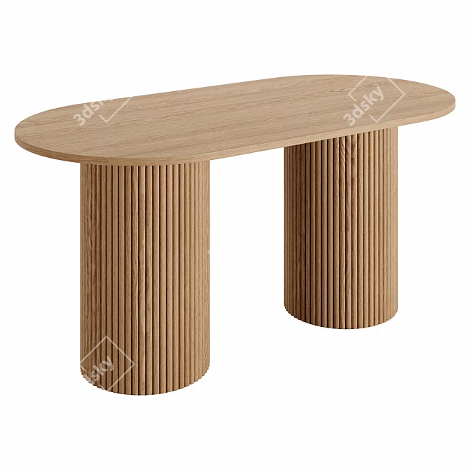 Homary Farmhouse 63 Dining Table 3D model image 4