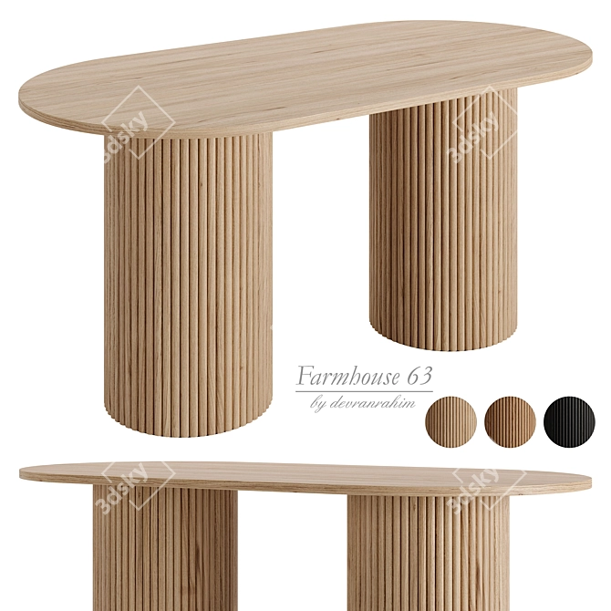 Homary Farmhouse 63 Dining Table 3D model image 6