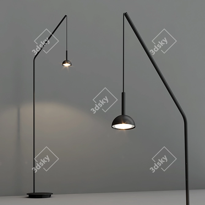 Sleek LED Reading Floor Lamp 3D model image 3