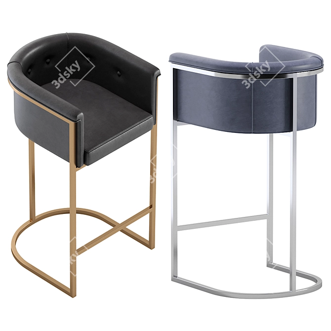 Modern Leather Bar Stool 3 Colors 3D model image 5