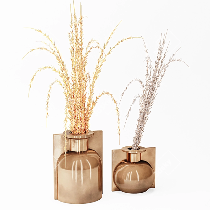 Golden Wheat Vase: Elegant Decor 3D model image 1