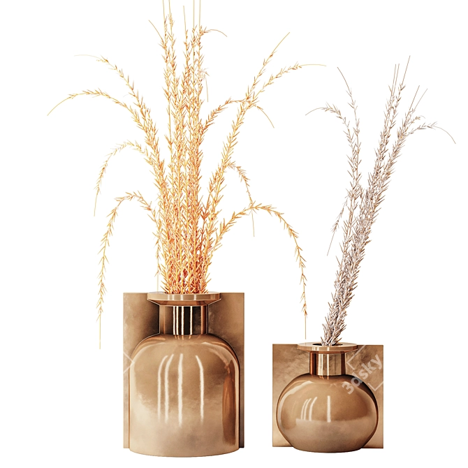 Golden Wheat Vase: Elegant Decor 3D model image 2