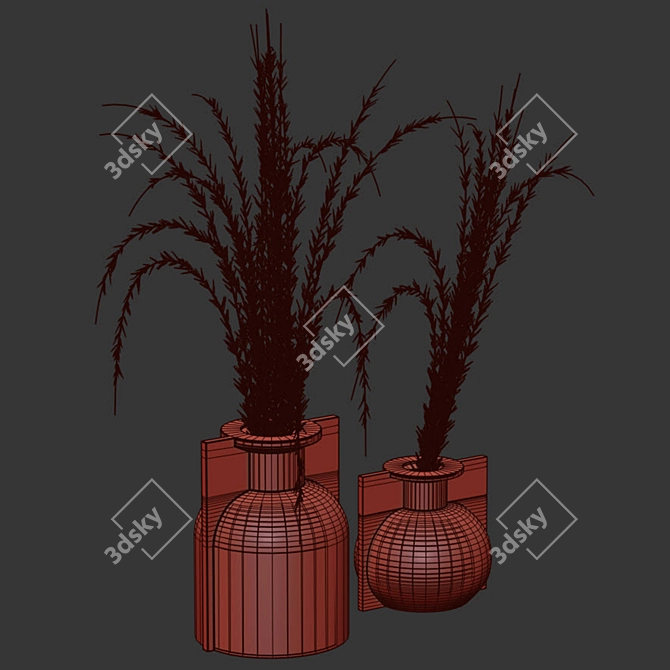 Golden Wheat Vase: Elegant Decor 3D model image 3