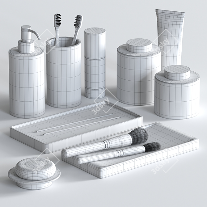 Bertocci Carrarino Marble Bathroom Set 3D model image 6